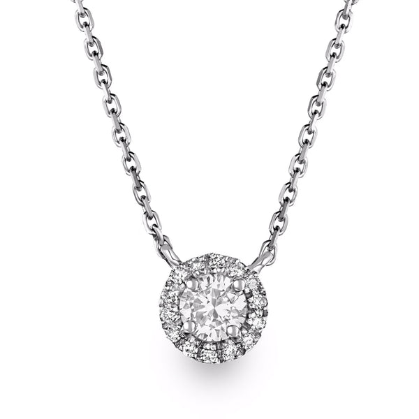 Lumia 0.40ct Lab Diamond Halo Necklace in 9K White Gold G/Vs